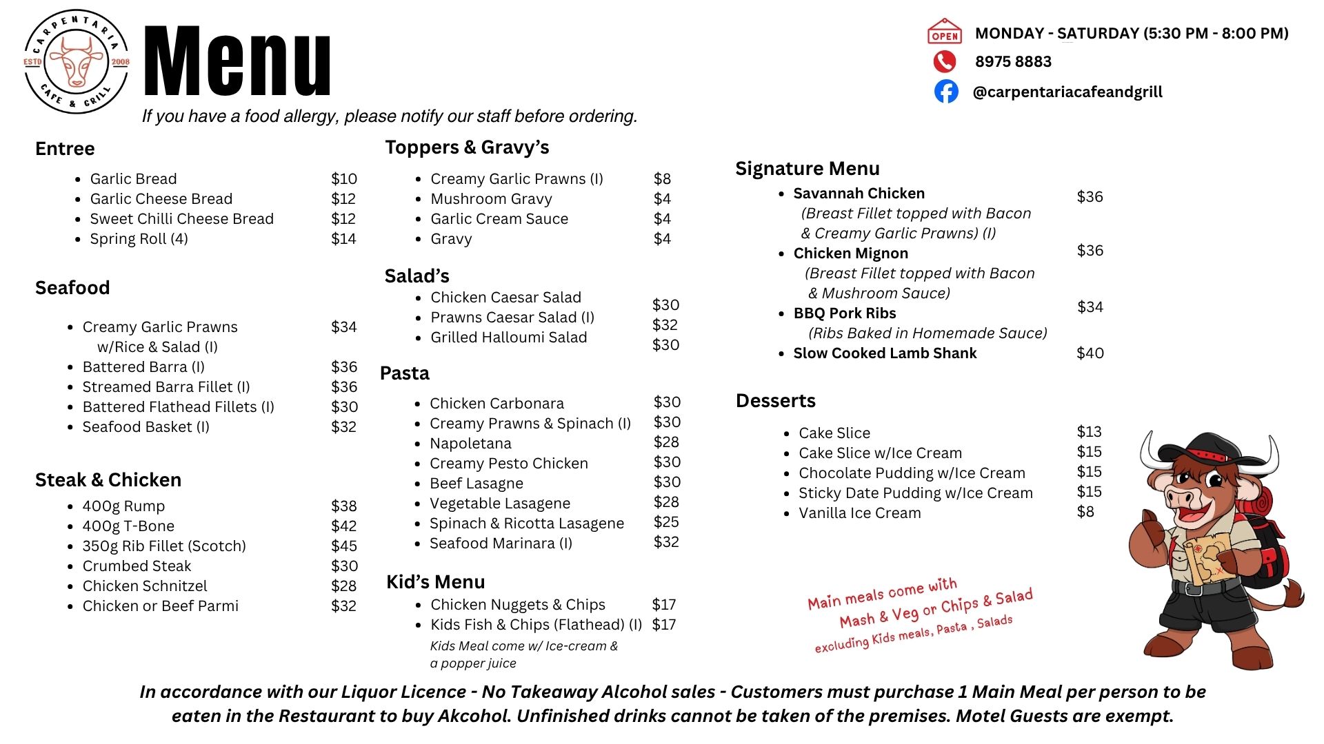 Dinner Menu